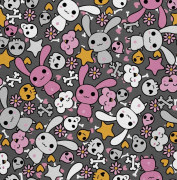 UTOMHUSDEKORATIVA TYGER OXFORD - motiv kaniner, älvor - kawaii