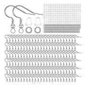500 st Hypoallergen Örhänge DIY Kit med Öppna Ringar och Genomskinliga Silikon Öronproppar