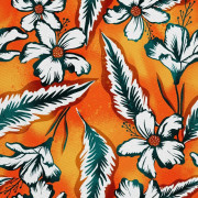 UTOMHUSDEKORATIVA TYGER OXFORD - Blommotiv på orange I DX372