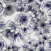 UTOMHUSDEKORATIVA TYGER OXFORD - Motiv med skissade blommor