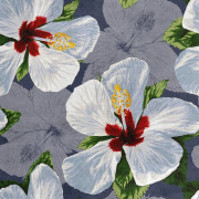 Kungligt sammetstyg polyester för sömnad - motiv vita hibiskusblommor