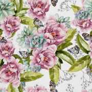 UTOMHUSDEKORATIVA TYGER OXFORD - Motiv av blommor och fjärilar
