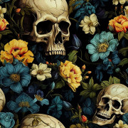 UTOMHUSDEKORATIVA TYGER OXFORD - Dödskallemotiv I DX4193