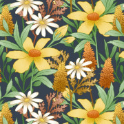 UTOMHUSDEKORATIVA TYGER OXFORD - Motiv med gula blommor I DR262