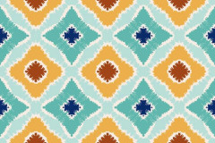 UTOMHUSDEKORATIVA TYGER OXFORD - motiv blå-orange ornament I DR188