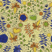 UTOMHUSDEKORATIVA TYGER OXFORD - Motiv med blommor och löv ritade I DX470