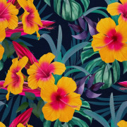 UTOMHUSDEKORATIVA TYGER OXFORD - Motiv Gul Hibiskus