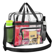 Genomskinliga lunchväskor för arbete - Transparent tygväska, crossbody, handväska för tjej - Stor 30,5 x 14 x 30,4 cm