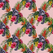UTOMHUSDEKORATIVA TYGER OXFORD - Motiv Lemur på Blommor I DX598