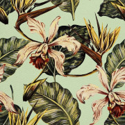 UTOMHUSDEKORATIVA TYGER OXFORD - Motiv med exotiska blommor och blad