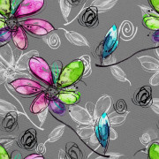 UTOMHUSDEKORATIVA TYGER OXFORD - Blommotiv på grått