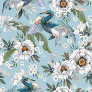 UTOMHUSDEKORATIVA TYGER OXFORD - Motiv Häger med Vita Blommor I DR194