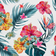 UTOMHUSDEKORATIVA TYGER OXFORD - Motiv med hawaiianska blommor