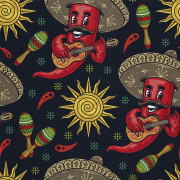 UTOMHUSDEKORATIVA TYGER OXFORD - Motiv med chilipeppar i sombrero