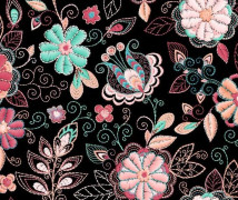 UTOMHUSDEKORATIVA TYGER OXFORD - Motivbroderade blommor I DR187