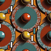 UTOMHUSDEKORATIVA TYGER OXFORD - Motiv med geometriska färgade cirklar