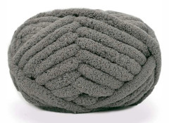 2 st Chunky Knit Chenille Garn för Hand Stickning Filtar, Super Mjuk Stor Jumbo Filt Garn (Mörkgrå)