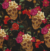 UTOMHUSDEKORATIVA TYGER OXFORD - Dödskalle- och blommotiv