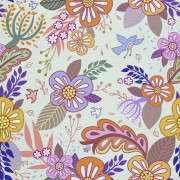 UTOMHUSDEKORATIVA TYGER OXFORD - Motiv med handritade blommor I DX436
