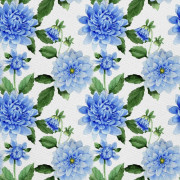 UTOMHUSDEKORATIVA TYGER OXFORD - Motiv Blå Dahlia 2