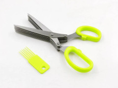 Kökssax med 5 blad Scallion Cutter Grönlök Krydda Örtsax Multifunktionell grönsaksskärare Kökstillbehör grön