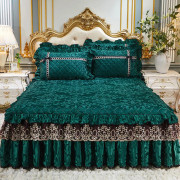 Europeisk Lyx Förtjockad Sammet Plysch Quiltat Överkast Queen Size Prägling Sängkappa Mjukt Sängöverkast Inkluderar Ej Örngott Only 2pcs pillowcase