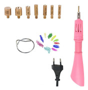 Snabbuppvärmd Rhinestone Hot Fix Applikator Heat-fix Tool Garment Diamond Drill Pen med 7 tips rosa