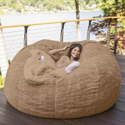 Hem Svampsäng Bean Bag Stolöverdrag Överdrag Dubbelrum Balkong Stor soffa Rund Mjuk Fluffig khaki