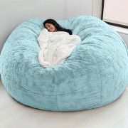 Hem Svampsäng Bean Bag Stolöverdrag Överdrag Dubbelrum Balkong Stor soffa Rund Mjuk Fluffig himmelsblå färg