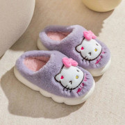 Barnens skor för flickor HelloKitty Söta tecknade hustofflor Vinter Tjocka tofflor Håll varma Kawaii Halksäkra tofflor