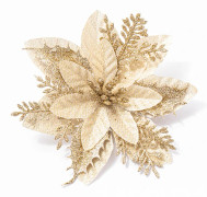 20ST julblommor konstgjorda med klämma, julstjärna blommor med glitterpulver dekorationer för julgransgirland julkrans