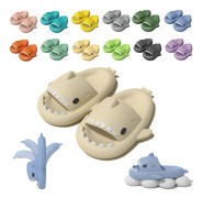 {SC}Shark Slides Kids Adult Women Men Shark Slippers - Cloud Shark Slide Beach Sandals Unisex Pillow Home Santa, 100% New beige 44-45 beige beige 44-45