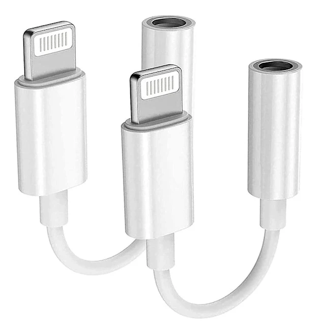 2-pack Apple Lightning till 3,5 mm hörlursuttagsadapter Aux Audio Hörlurar/Hörlursdongel Stereokabel för iPhone 7/7 Plus/8/8 Plus/X/XS