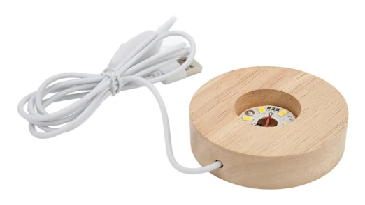 USB Wooden LED Light Base 2cm Thick Warm Glow Decorative Display Lamp for Home 5V