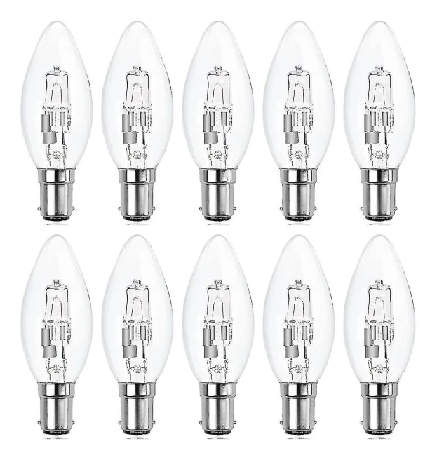 10-pack B15d halogenlampor, dimbara 42w C35 halogenljuskälla 42w B15d Eco halogenlampor B15d ljuskällor liten bajonett