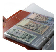 10 st Pengar Sedel Album Sidor Samlarhållare Sleeves 3-fick Transparent