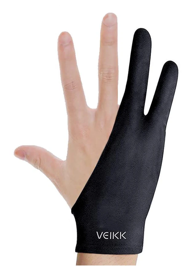 VEIKK Drawing Glove Twofinger Drawing Glove Lätt svettsäker mjuk handske för VEIKK Graphics svart