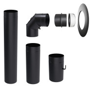 A set of steel pipes with a diameter of 130 mm for connecting a cast iron stove