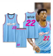 Basketbolltröjor Sportkläder Jimmy Butler Miami Heat Nr 22 Basketbolltröjor Vuxna Barn Fotbollströjor City Edition Blu-WELLNGS City Edition Blue
