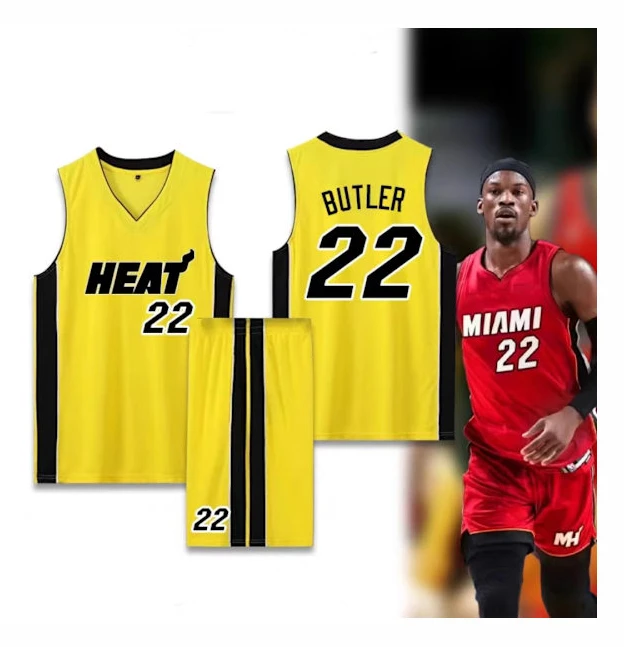 Baskettröjor Sportkläder Jimmy Butler Miami Heat Nr 22 Baskettröjor Vuxna Barn Fotbollströjor - Perfekt Klassisk Gul Classic Yellow S（身高150-155CM）