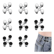 8-pack Byxmidja Åtdragare, Justerbart Midjespänne Set, Jeansknappar, Ingen Sömnad Krävs, Jeansknapp Ersättning Byxklämmor för Kvinnor Kjolar Pa