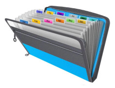 1 st Expanderande Filorganisatör, Rolig Förvaring Dokumentmapp Boxfiler, 13 Fack Dragkedja Arkivmappar Blå