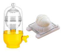 Äggula Shaker Äggrörare Gadget Manuell Blandning Gyllene Visp Ägg Snurr Maker Dragare Bakverktyg Kökstillbehör 02Egg mixer * Egg cutter