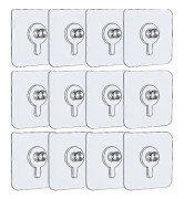 12 Pcs Self-Adhesive Wall Hooks for Pictures, 5.5 X 5.5 cm Drill-Free Picture Hooks with Removable Screws, Transparent Self-Adhesive Picture Hooks