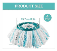 Set med 4 Ersättningshuvuden för Leifheit Clean Twist Disc Mop Micro Set, 2-Fiber System för Rund Golvmopp, Kompatibelt med Leifheit Clean Twist M Mop