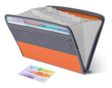 1 st Expanderande Filorganisatör, Rolig Förvaring Dokumentmapp Boxfiler, 13 Fack Dragkedja Arkivmappar Orange