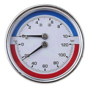 Termo-manometer Panna Temperatur & Tryckmätare 0-120 0-10 Bar Anslutning