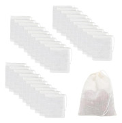 30 återanvändbara tepåsar, dragskopåse i 100 % bomullsmuslin, 6*8 cm, för matlagning, nätpåsar, kaffefilter, kryddförvaring