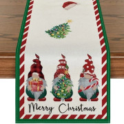 Julbordsduk 33x183 cm Tomtar Julgran Vinter Kök Matbord Dekoration för Födelsedag Hemfest Dekoration, Tomtar