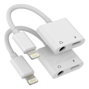 Lightning till 3.5mm Splitter 2-i-1 (2-pack) Laddare Ljudkabelkontakt iPhone AUX Adapter för Hörlursuttag Dongelkabel